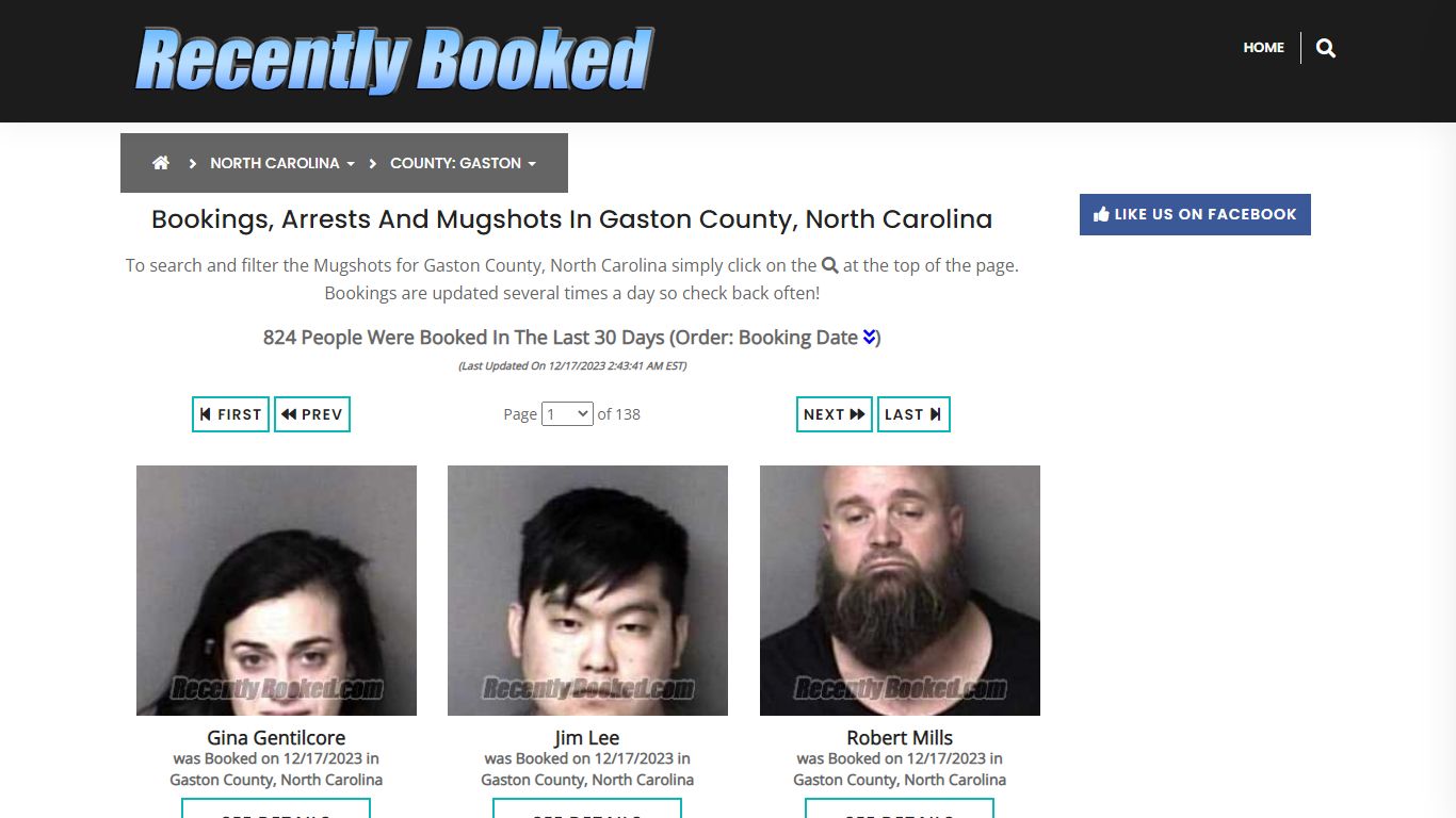 Bookings, Arrests and Mugshots in Gaston County, North Carolina